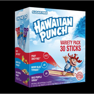 Hộp 30 gói bột pha nước trái cây healthy không đường Hawaiian Punch hàng Mỹ dành cho người ăn kiên tiểu đường
