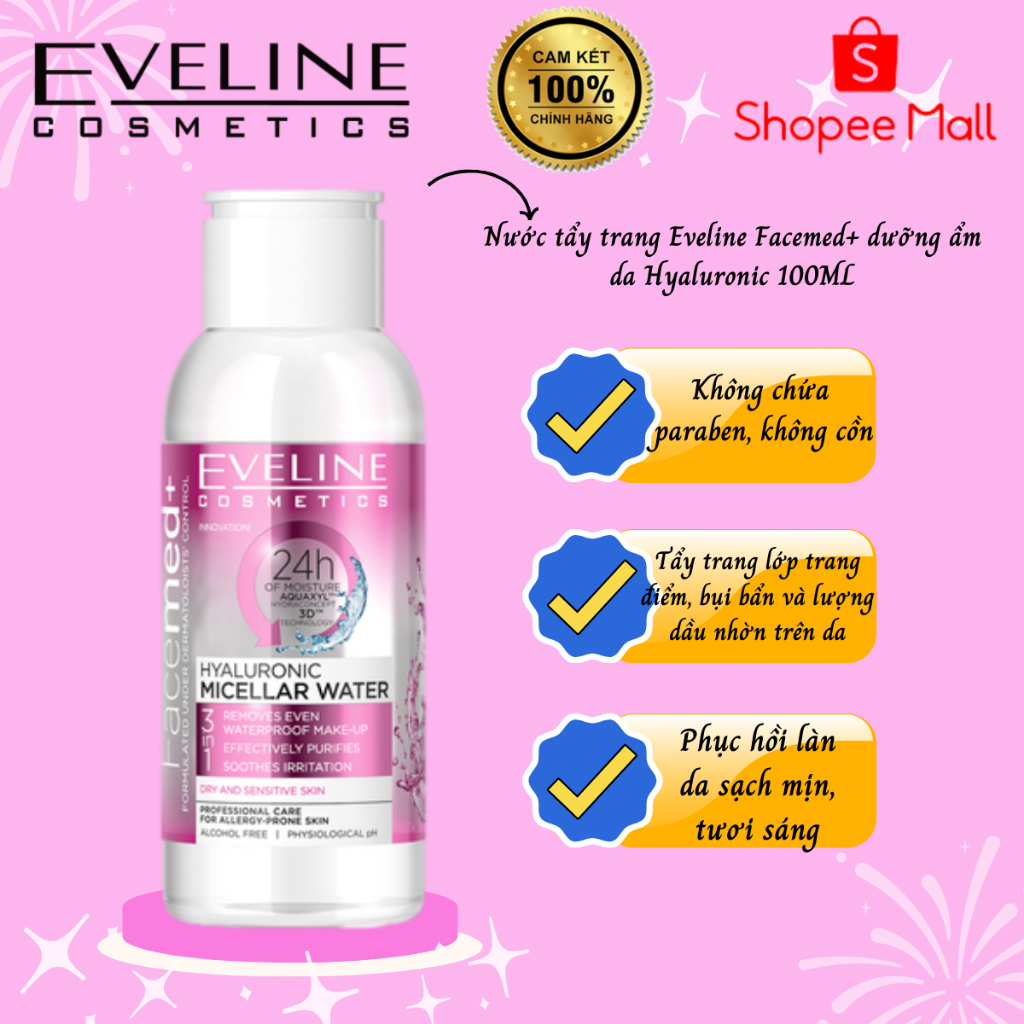 Nước tẩy trang dành cho da khô và da nhạy cảm Eveline Balan Facemed 100ML