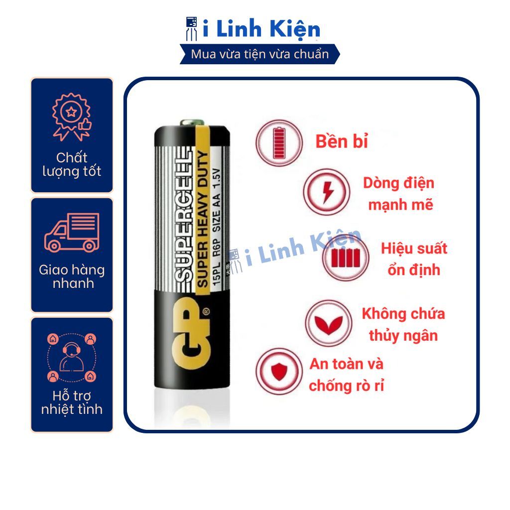 Pin AA pin AAA chính hãng GP Supercell 1.5V vỉ 2 viên chất lượng cao.
