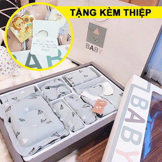 (HÀNG CAO CẤP) Set đồ sơ sinh quà tặng cho bé cotton có hộp sang chảnh bé trai bé gái