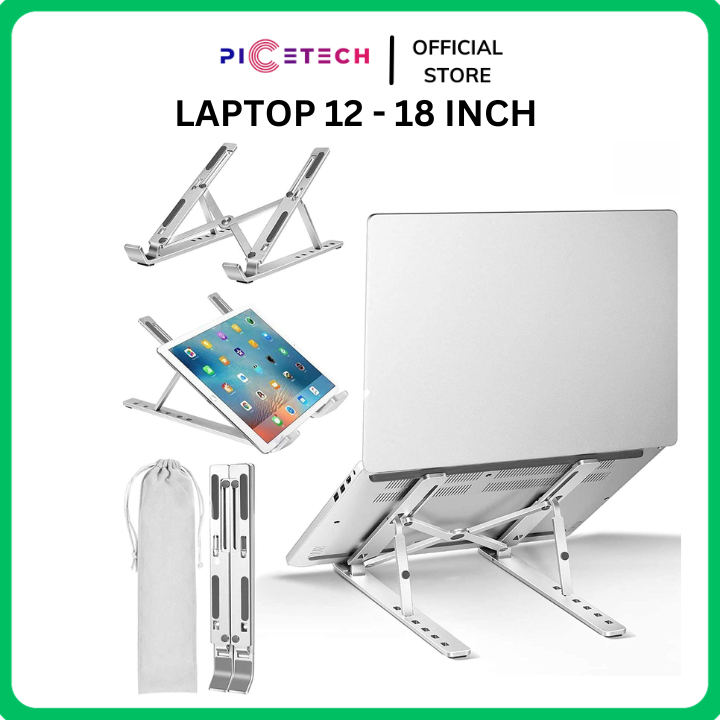 Giá đỡ Laptop,Máy Tính Macbook hợp kim nhôm  tản nhiệt điều chỉnh độ cao ,chống mỏi cổ, dễ gấp gọn - Chính Hãng PICETECH