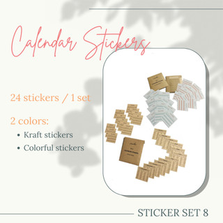 [MẪU MỚI] SET 8: 24 stickers lịch tháng - mix 2 màu hoặc kraft (trang trí sổ tay, planner, bullet journal,...)