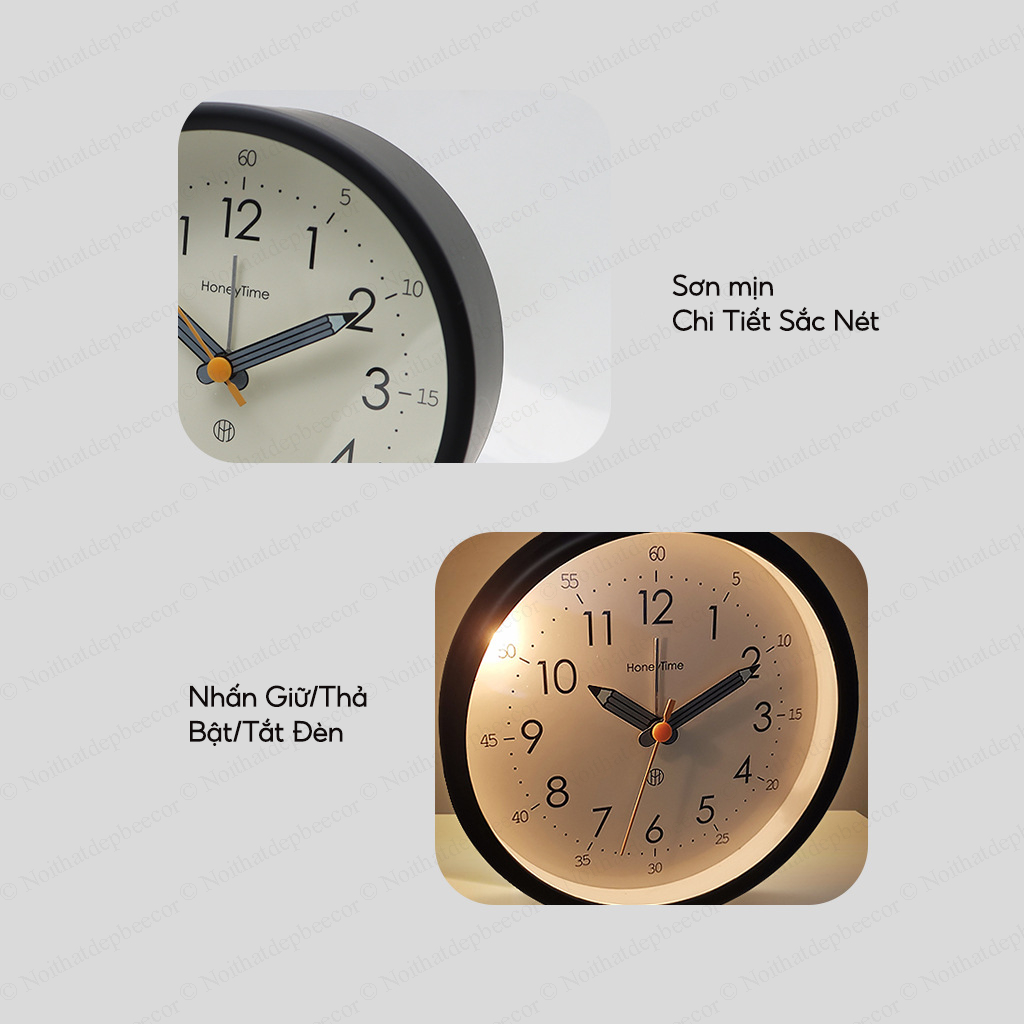 Đồng Hồ Báo Thức Để Bàn Honey Time - Mẫu Có Đèn - Dùng Decor Góc Học Tập