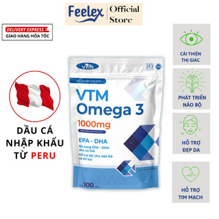 Viên uống dầu cá VTM Omega 3 hỗ trợ não bộ và thị lực - gói 100 viên