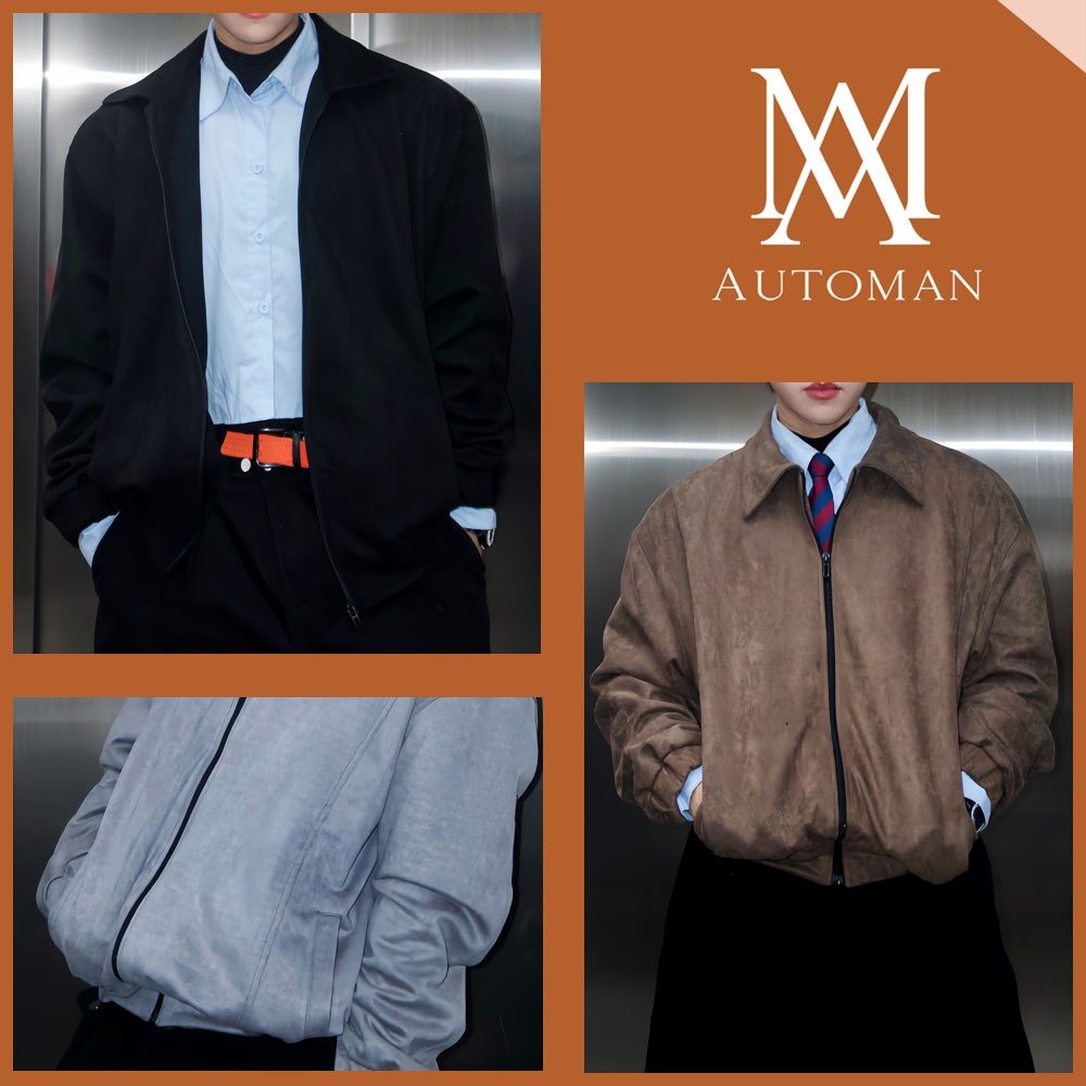 Áo khoác nam dài tay da lộn cao cấp AUTOMAN a138