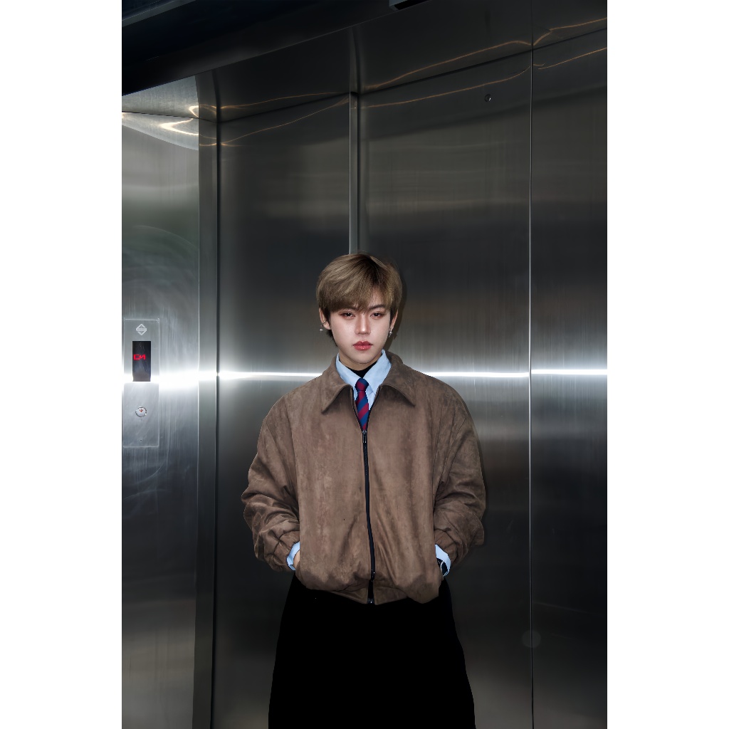 Áo khoác nam dài tay da lộn cao cấp AUTOMAN a138