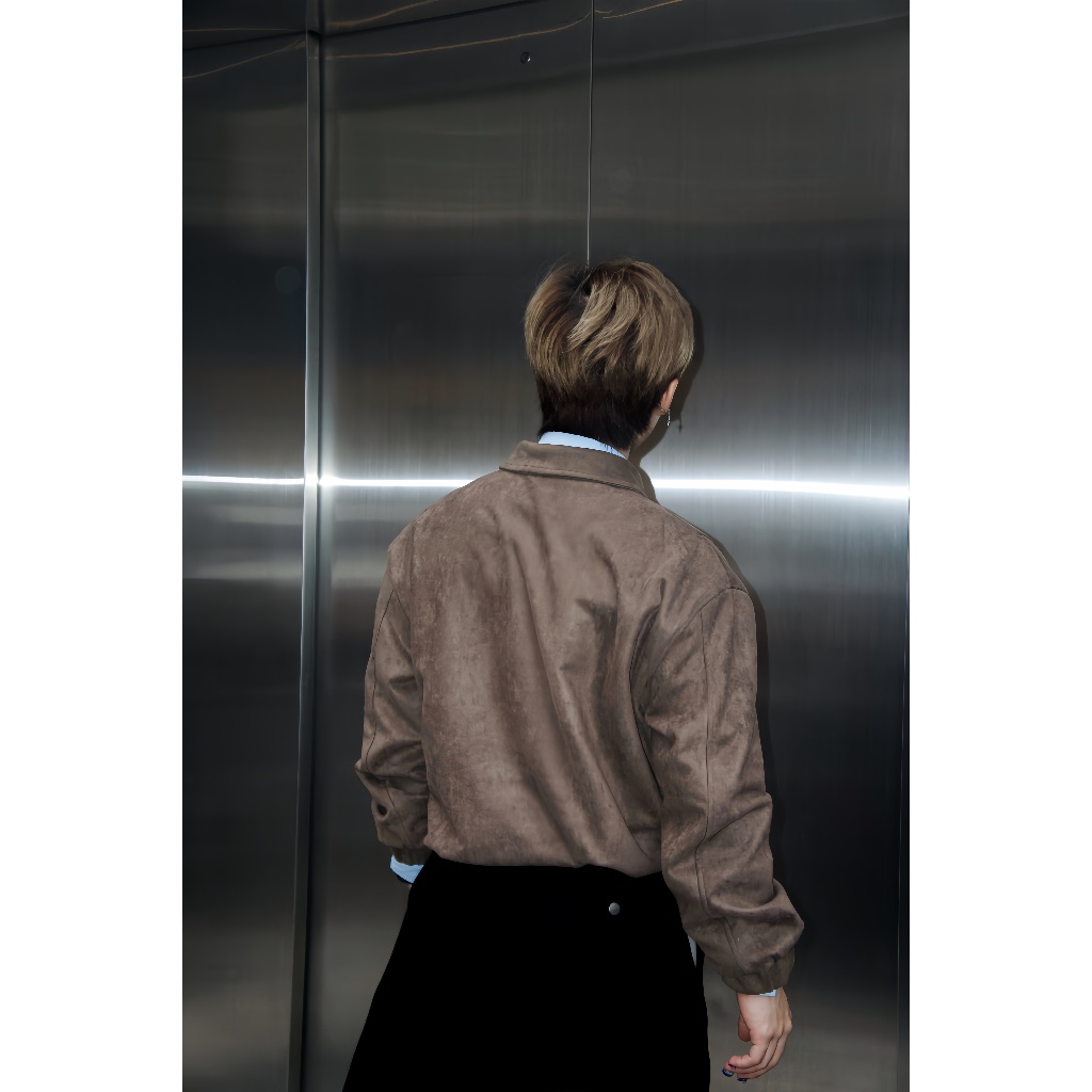 Áo khoác nam dài tay da lộn cao cấp AUTOMAN a138