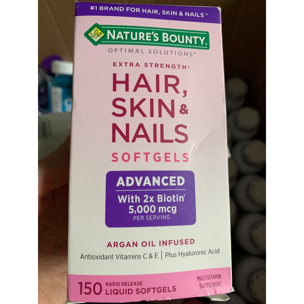 Hair skin nails 250 Viên Uống Đẹp Da, Tóc, Móng Hair Skin Nail Nature's Bounty 250v và 150v của Mỹ