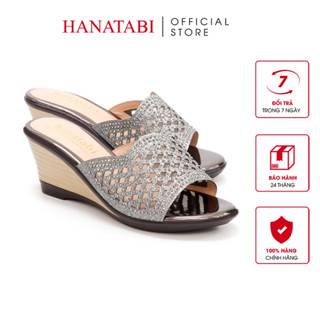  Dép Nữ Hanatabi Quai Lưới Đính Đá Đế Xuồng Siêu Nhẹ Cao 7cm Mã HNDEL7F945 