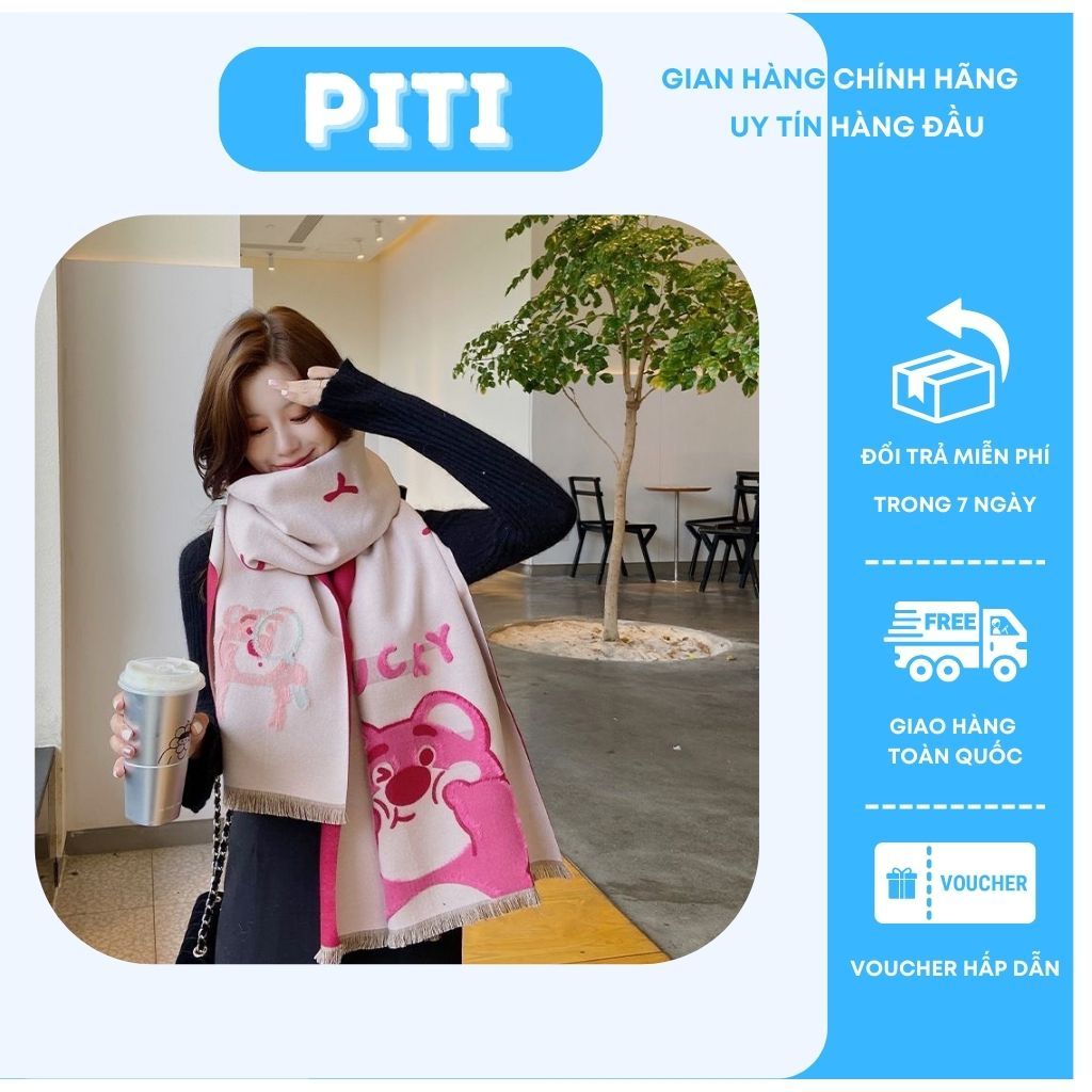 Khăn quàng giữ ấm mùa đông PITI chất len Cashmere cao cấp khăn choàng cổ bản rộng phong cách thời trang hàn quốc