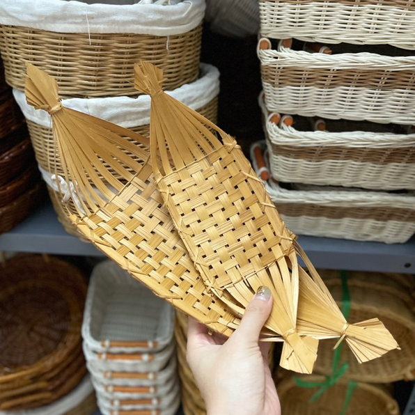 Thuyền nan tre đựng đồ ăn, đĩa tre đựng oản (ảnh chụp thật) Hanhdecor