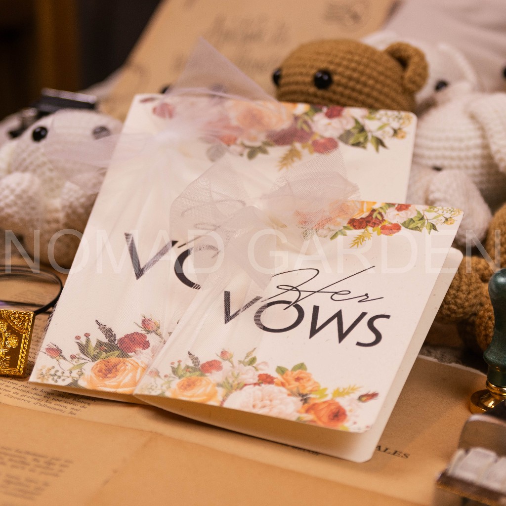 𝐌𝐚̂̃𝐮 𝟐 - Thiệp Gập HIS VOWS-HER VOWS Hoa Lá Vintage - Handmade By NOMAD GARDEN