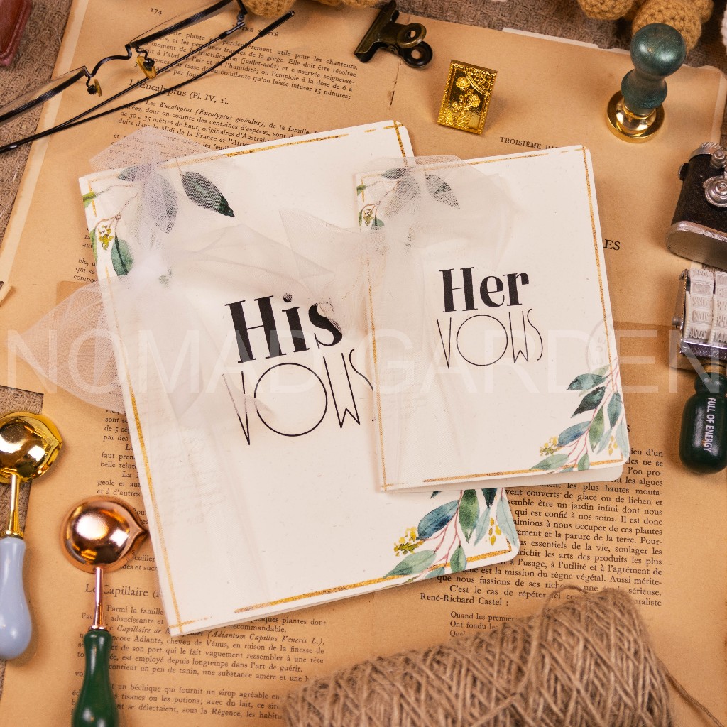 𝐌𝐚̂̃𝐮 𝟏-𝟐-𝟑 -  Thiệp Gập HIS VOWS-HER VOWS Vintage Nhiều Loại - NOMAD GARDEN