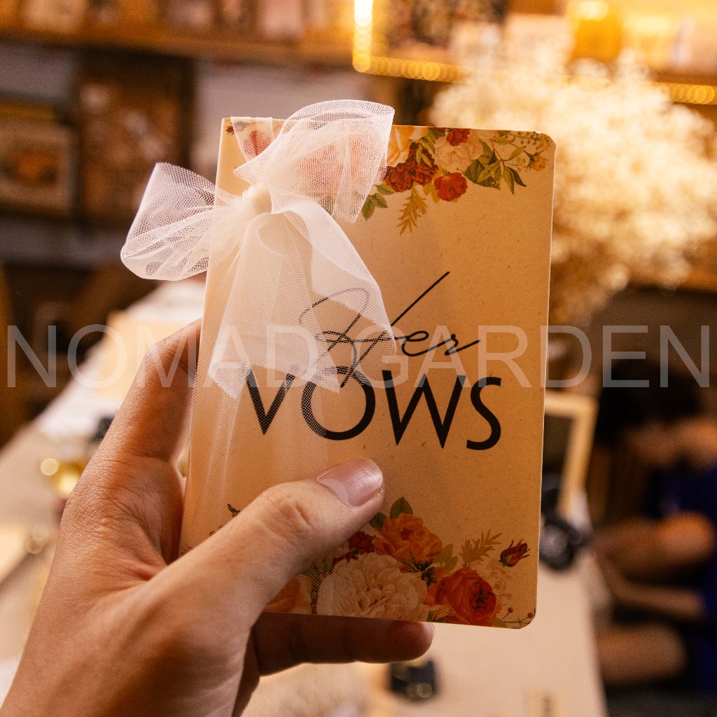 𝐌𝐚̂̃𝐮 𝟐 - Thiệp Gập HIS VOWS-HER VOWS Hoa Lá Vintage - Handmade By NOMAD GARDEN