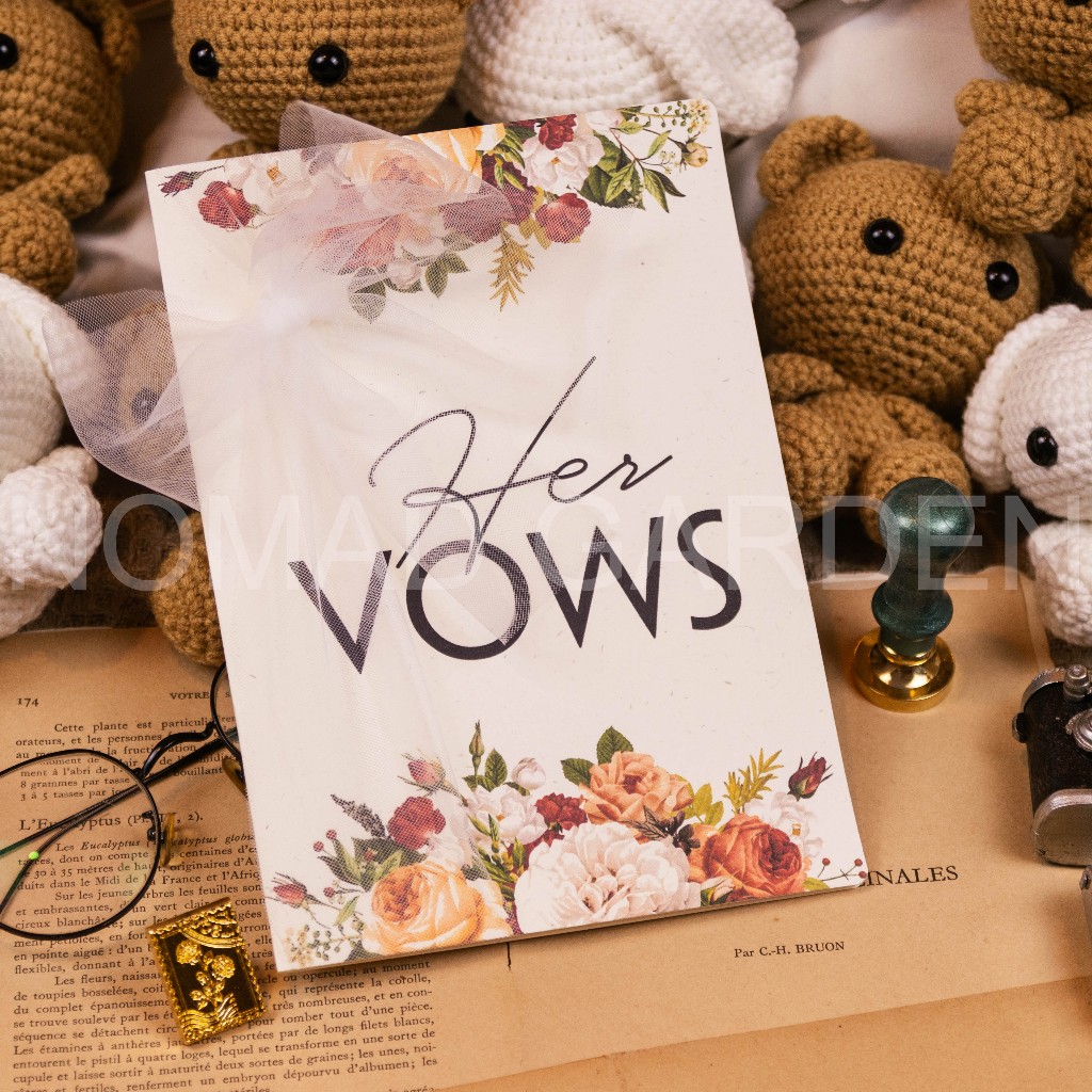 𝐌𝐚̂̃𝐮 𝟐 - Thiệp Gập HIS VOWS-HER VOWS Hoa Lá Vintage - Handmade By NOMAD GARDEN