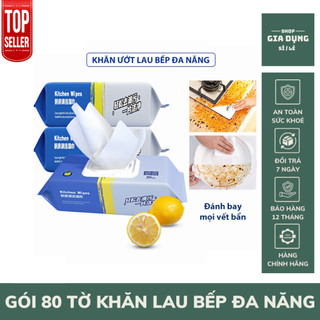 Combo 2 khăn ướt lau bếp đa năng gói 80 tờ, khăn giấy ướt lau bếp giúp loại bỏ dầu mỡ, khăn ửớt đa năng siêu dai