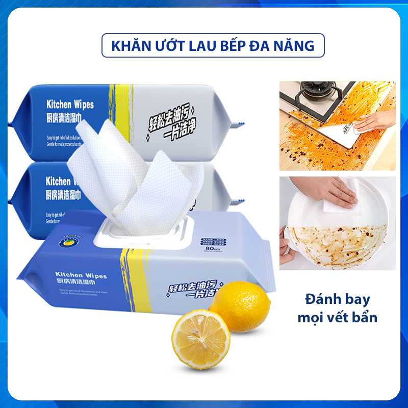 Combo 2 Khăn Ướt Lau Bếp Đa Năng Gói 80 Tờ