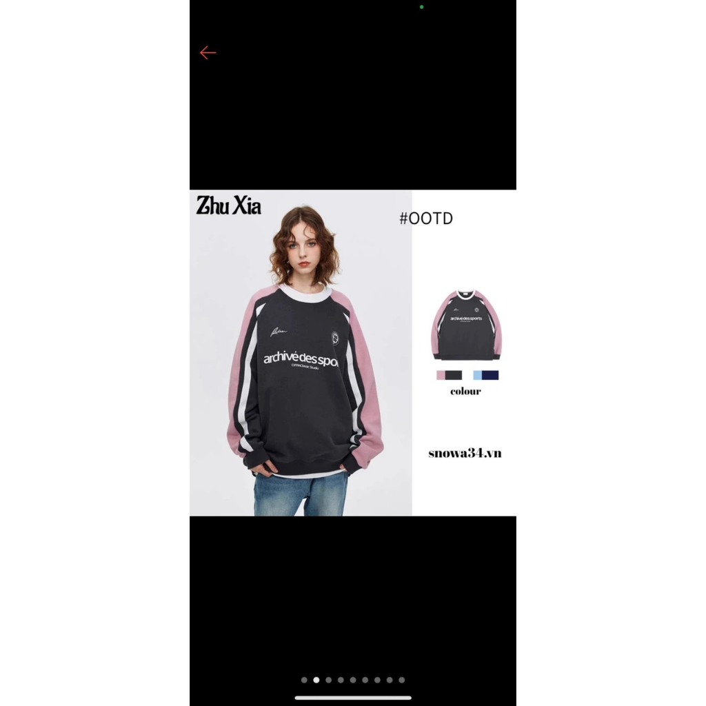 Áo nỉ sweater 2 màu siêu xinh,áo nỉ xám chì phối hồng siêu HOT chất liệu bông trần dầy dặn T37