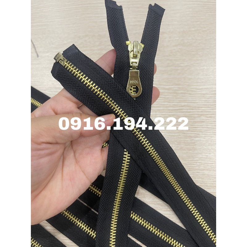 Khoá đồng áo khoác, áo da hãng HKK dài 70cm răng số 5 xịn