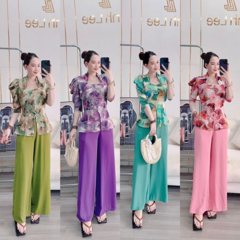 BỘ LAM CỔ NỮ HOÀNG FROM EO EO 74CM/BỘ BÀ BA LỤA HOA CỔ NỮ HOÀNG/ SÉT ĐI CHÙA