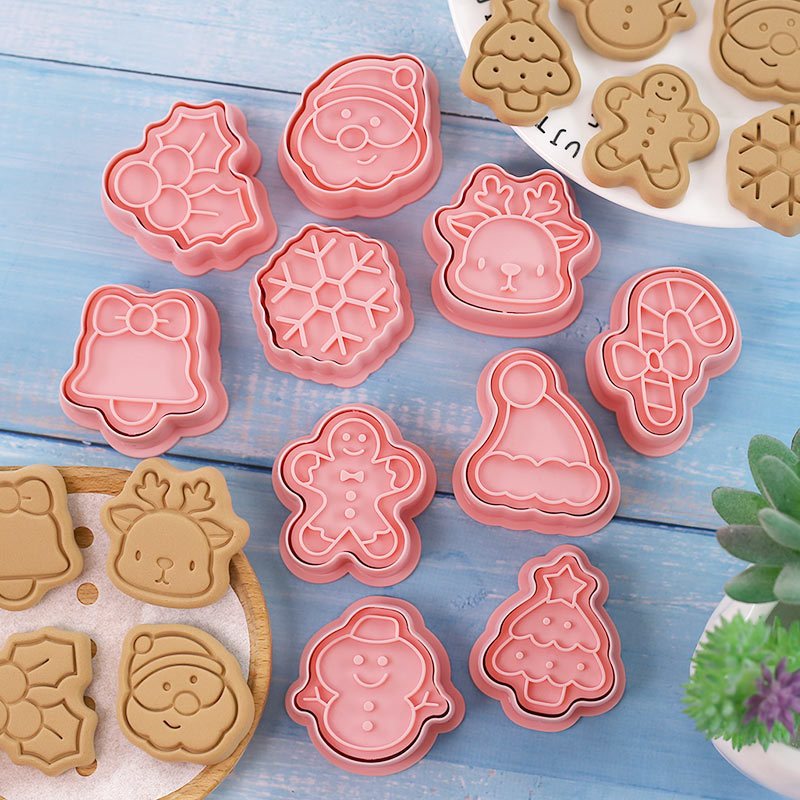 Bộ 10 cutter nhựa tạo hình Bánh quy, Fondant Giáng sinh/ Mẫu D