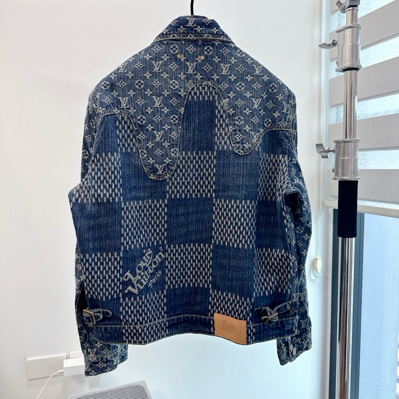 ⚡️ - Áo Khoác Luon Vuituoi GIANT DAMIER WAVES MONOGRAM LV X NIGO Denim Blue, Jacket jeans LV denim