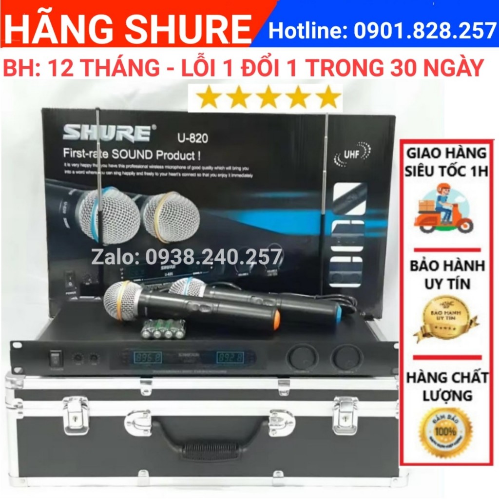 [LOẠI 1 SHURE]Micro không dây karaoke SHURE U820 hàng cao cấp chống hú tốt - micro u820 - micro không dây