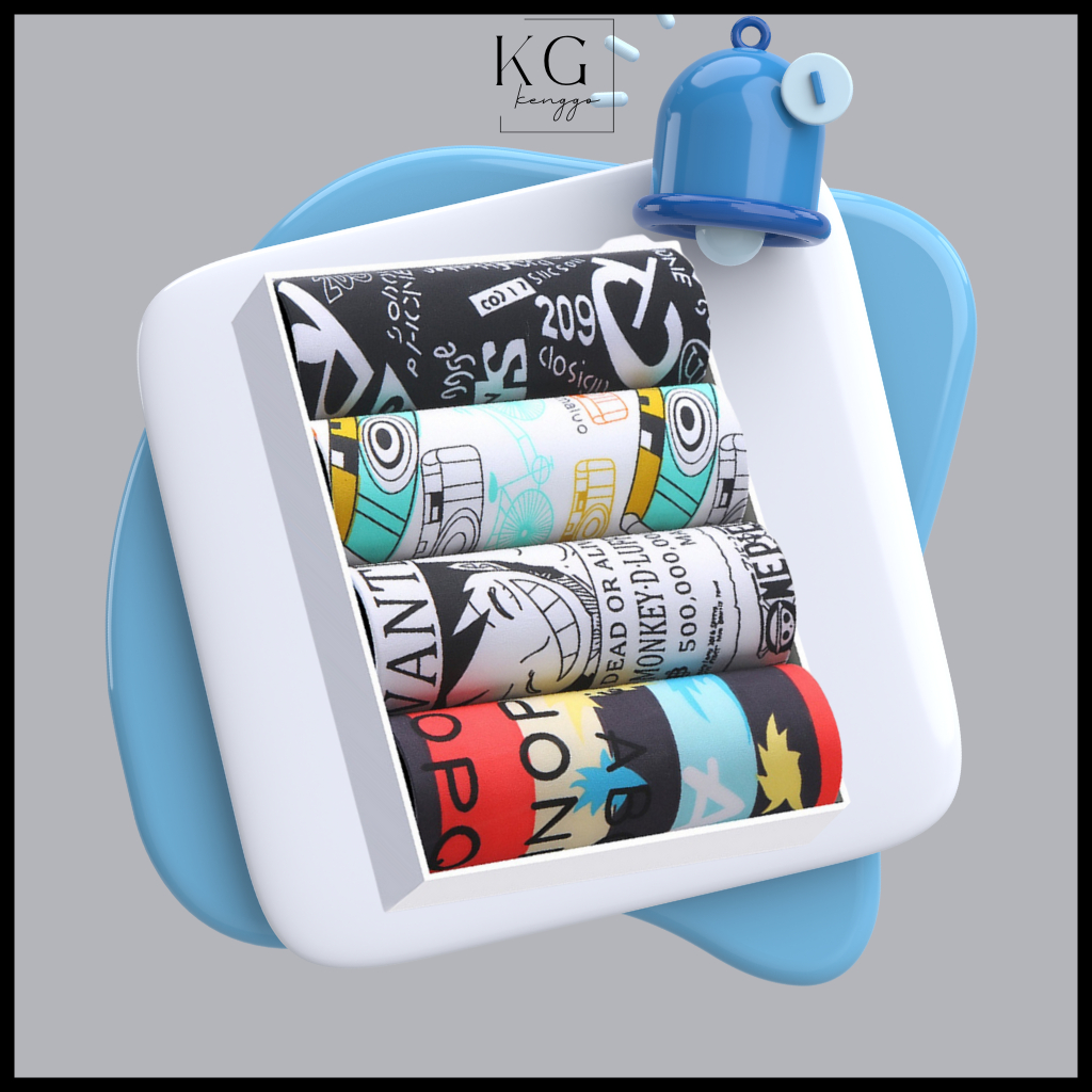 Sét 4 quần sịp nam thun lạnh boxer cao cấp quần xì nam mát lạnh sịp đùi co dãn tốt họa tiết 3D trẻ trung Anime Kenggo