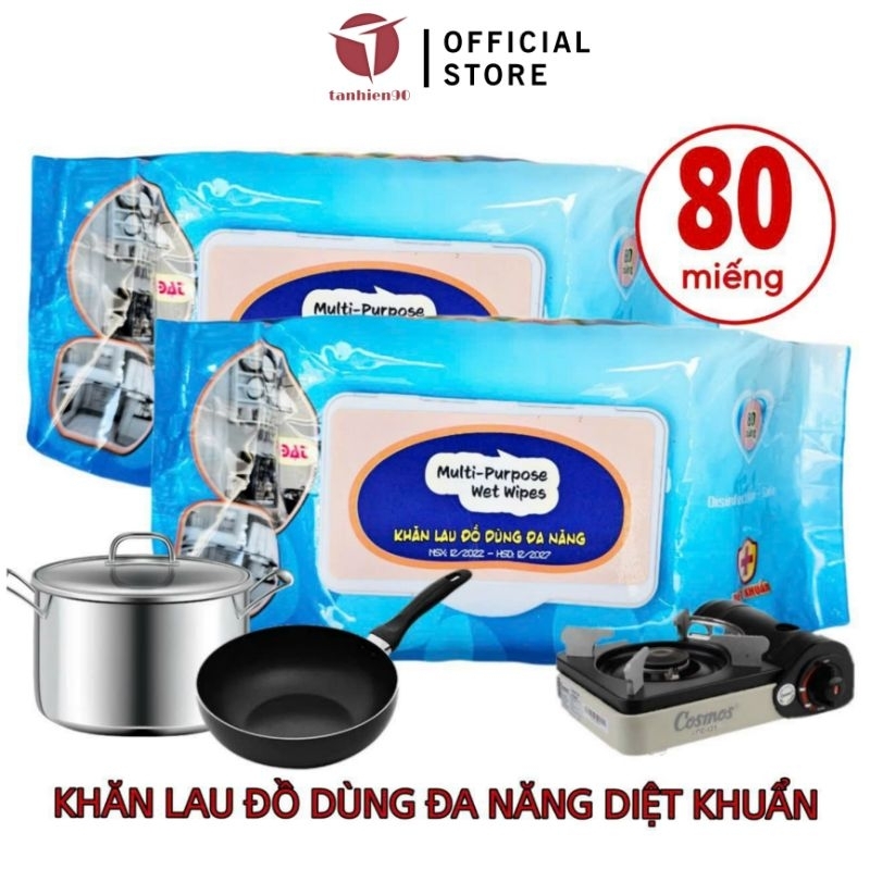 Gói khăn ướt Lau Vật Dụng Đa Năng 80 Miếng, Khăn Lau Nhà Bếp Siêu Sạch Kháng Khuẩn Tiện Lợi