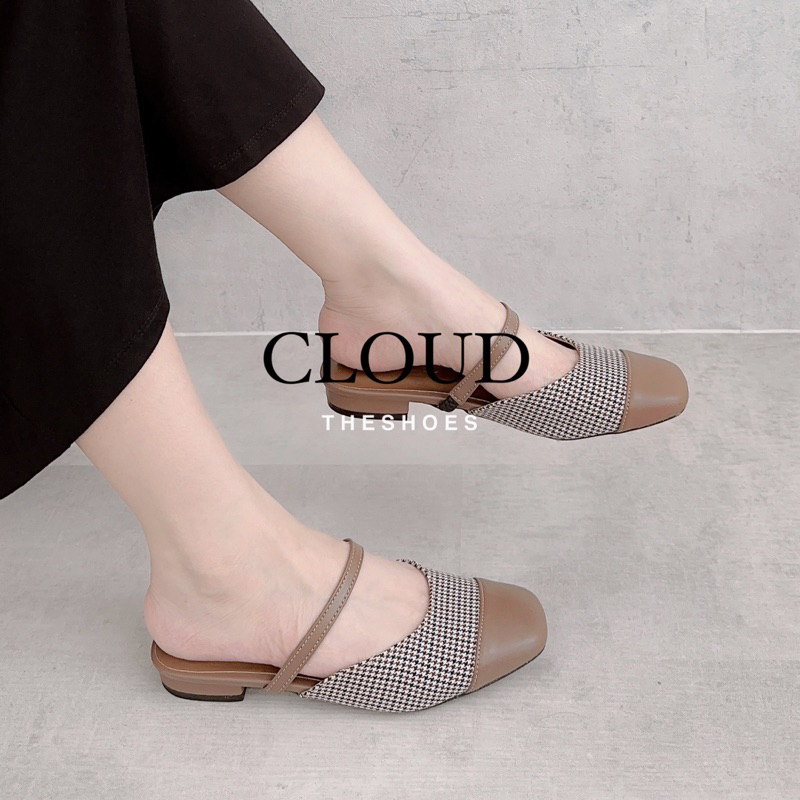 Giày bệt sục bít mũi vuông phối quai mảnh – Cloud The Shoes