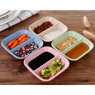Chén đựng gia vị 2 ngăn chất liệu lúa mạch