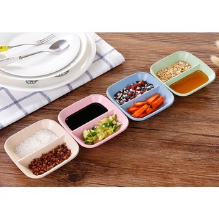 Chén Đựng Gia Vị 2 Ngăn Chất Liệu Lúa Mạch