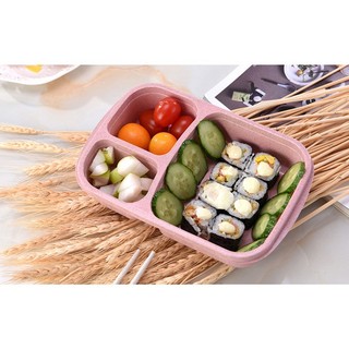 Hộp Cơm Khay Nhựa Lúa Mạch 3 Ngăn
