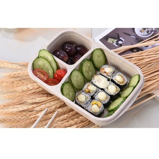 Hộp Cơm Khay Nhựa Lúa Mạch 3 Ngăn