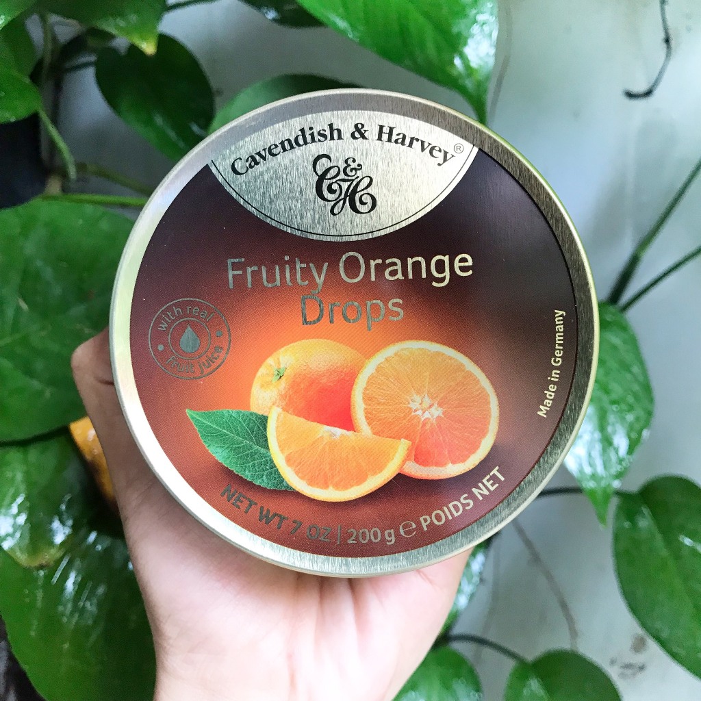 Kẹo Hộp Thiếc Đức Cavendish Harvey Hương Cam Fruity Orange Drops