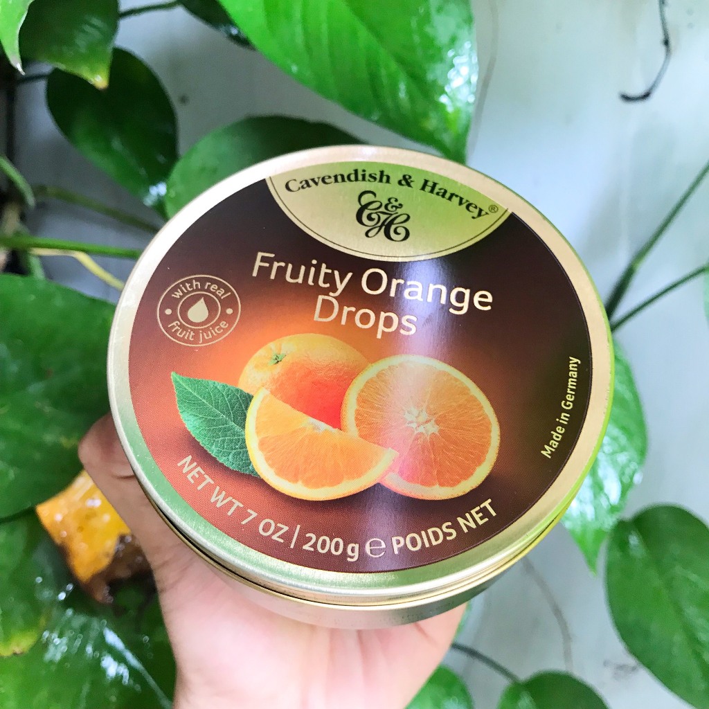 Kẹo Hộp Thiếc Đức Cavendish Harvey Hương Cam Fruity Orange Drops