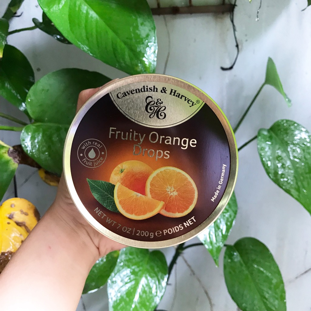 Kẹo Hộp Thiếc Đức Cavendish Harvey Hương Cam Fruity Orange Drops
