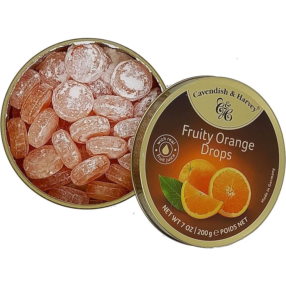Kẹo Hộp Thiếc Đức Cavendish Harvey Hương Cam Fruity Orange Drops
