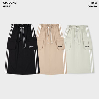 Chân Váy Dài 8YO DIANA Chất Vải Mero Cao Cấp 2 Sọc Có Túi Hộp - Y2K Long Skirt