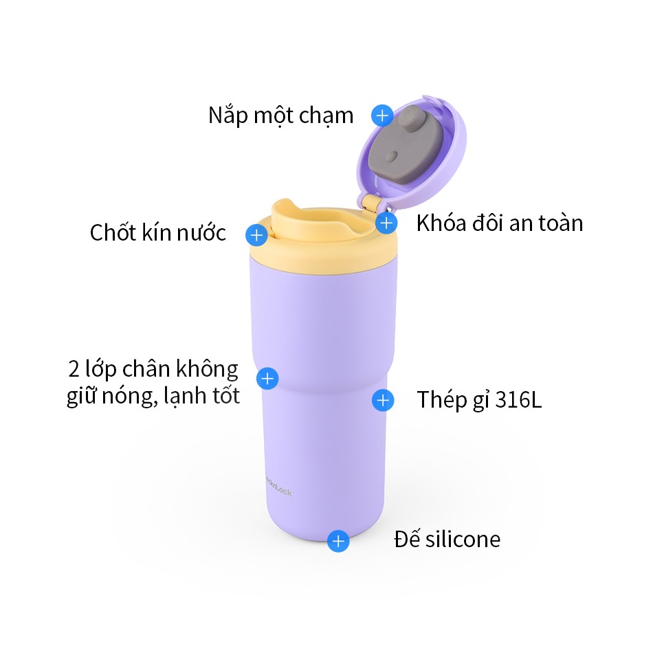 Bình giữ nhiệt Lock&Lock 480ml Daily Macaron Tumbler LHC3292 - Hàng chính hãng, thép không gỉ 316L - K-MALL