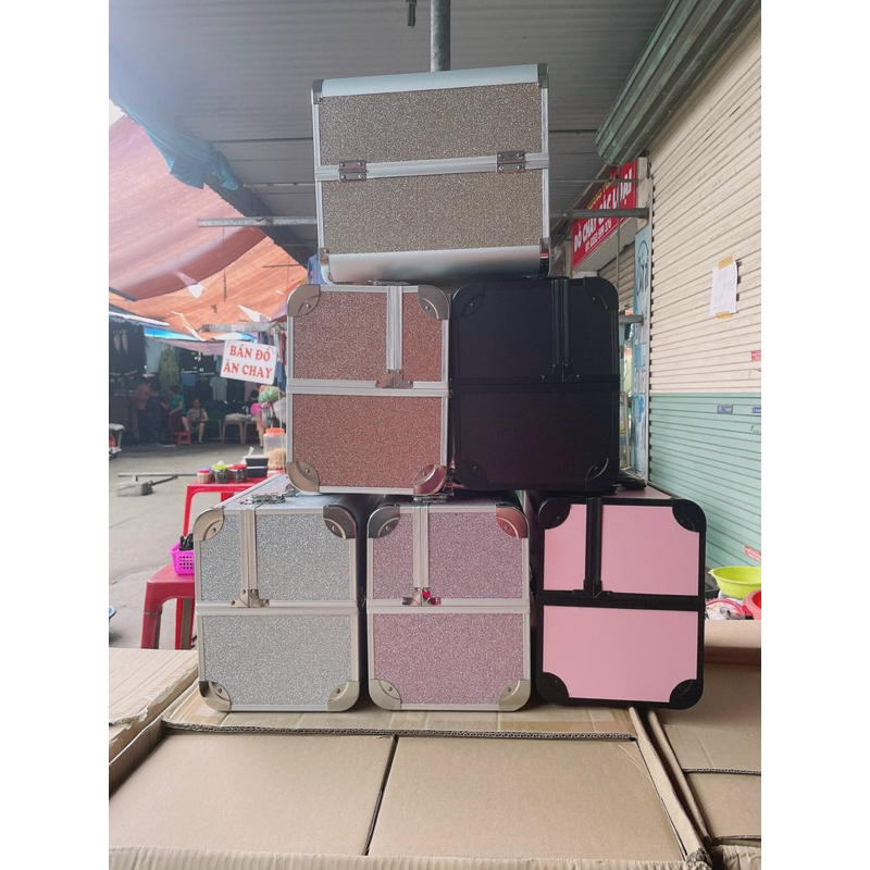 Cốp nhôm đựng đồ nail mi phun xăm trang điểm HK NAIL ACCESSORIES cao cấp 2, 3 khuy