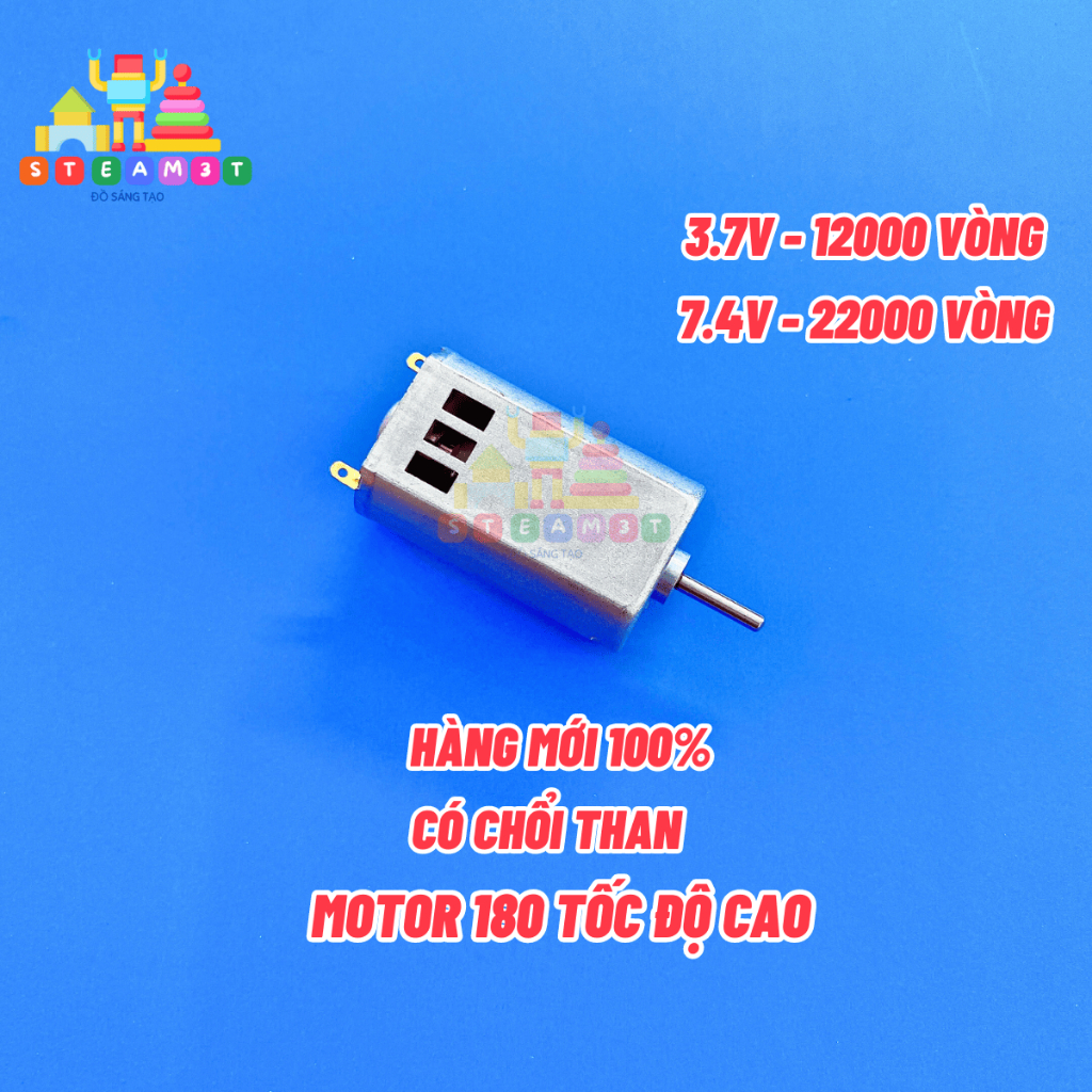 Motor 180 3.7V - 7.4V Tốc độ cao 12000 - 22000 vòng - có chổi than - mô men xoắn lớn - hàng mới 100% - LK0037