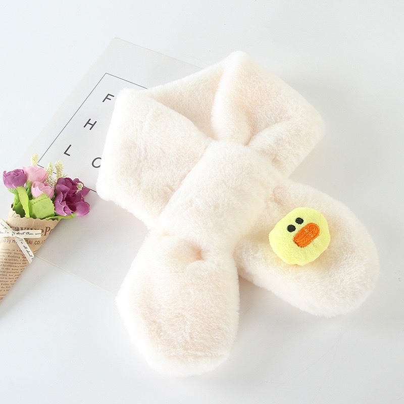 Khăn quàng cổ, khăn choàng cổ lông thỏ nhân tạo gắn họa tiết dễ thương cho bé trai bé gái từ 1 đến 12 tuổi
