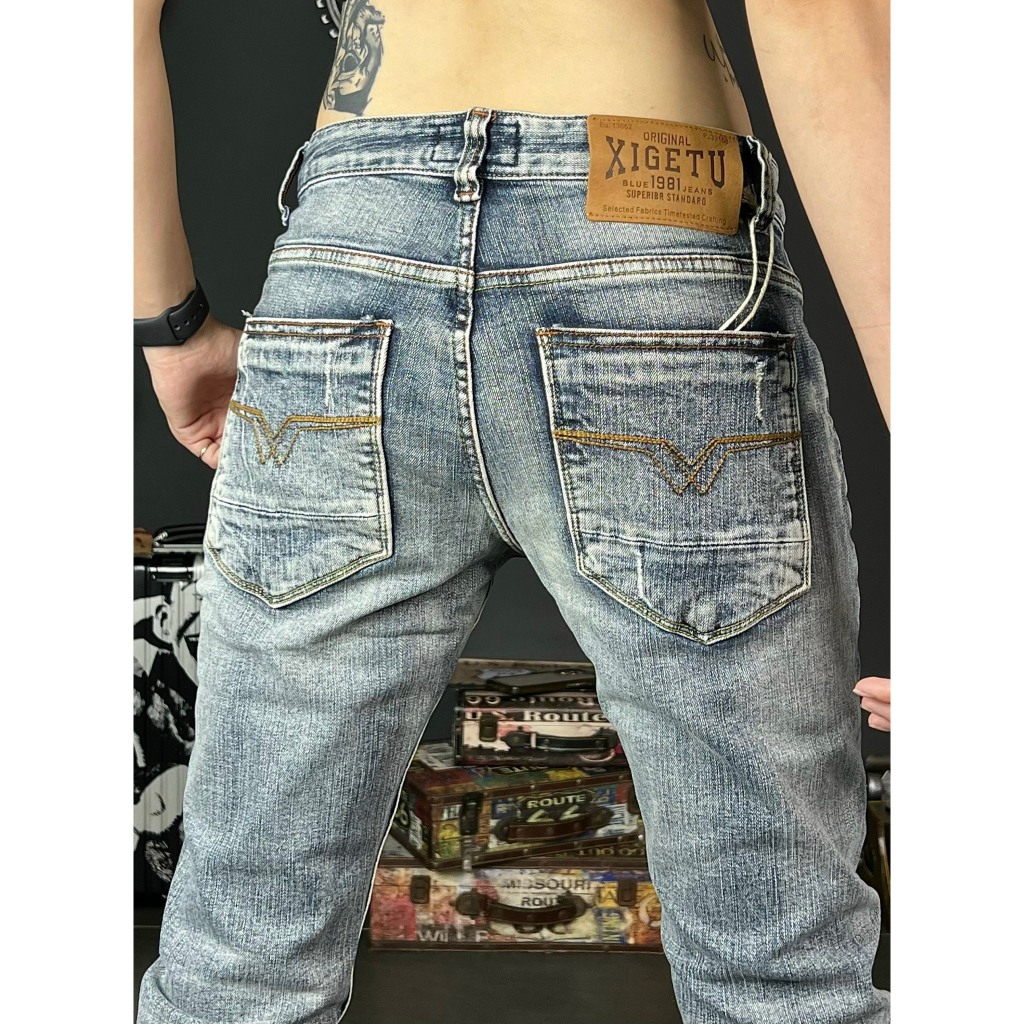 Quần JEAN nam XIGETU màu xanh was cào nhẹ chi tiết như hình mẫu mới J2861 K3 STORE
