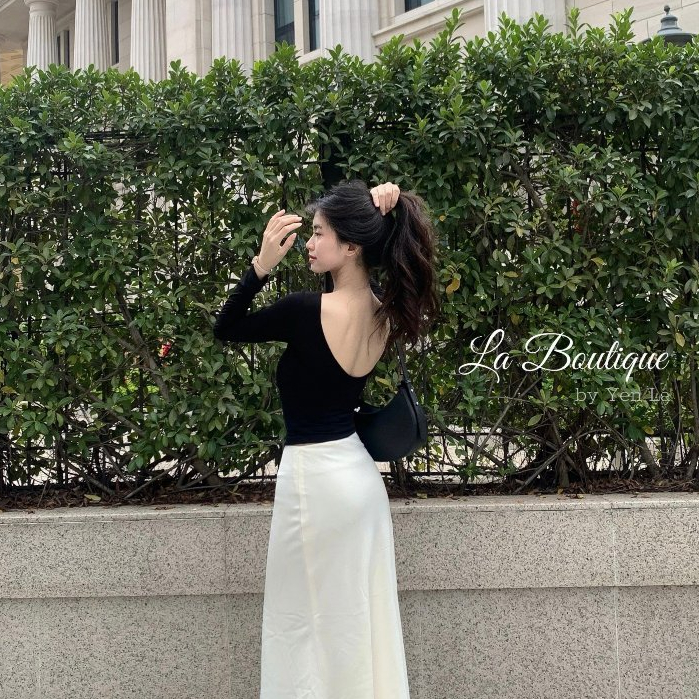Áo Thun Tay Dài Hở Lưng Ôm Body Co Giãn Mềm Mịn Tôn Dáng La Boutique