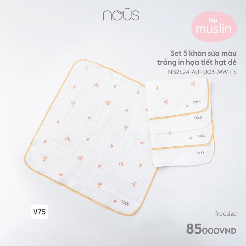 Set 5 khăn sữa mix hoạ tiết