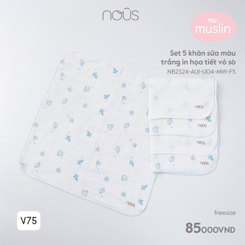 Set 5 khăn sữa mix hoạ tiết