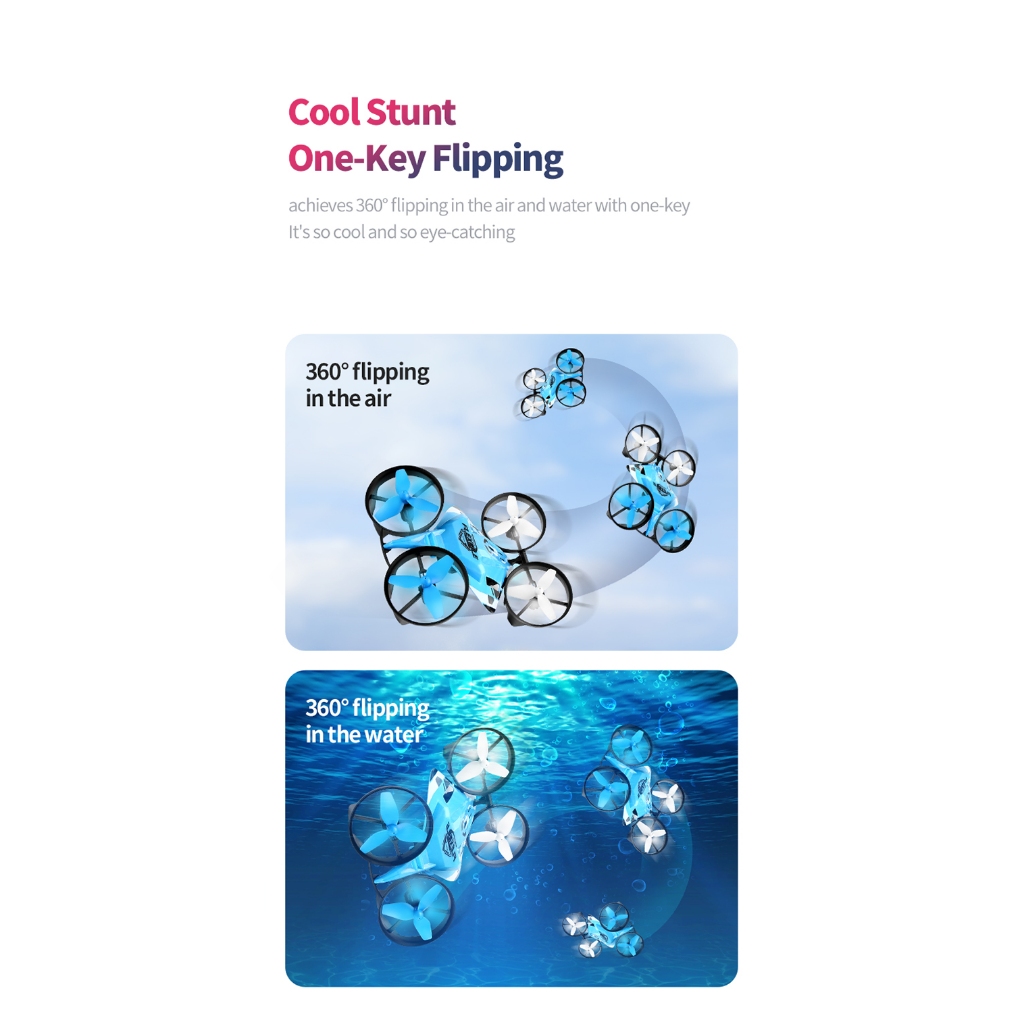 Máy bay không người lái ba trong một JJRC H113 dưới nước, trên bộ và trên không, không thấm nước, lật 360 độ