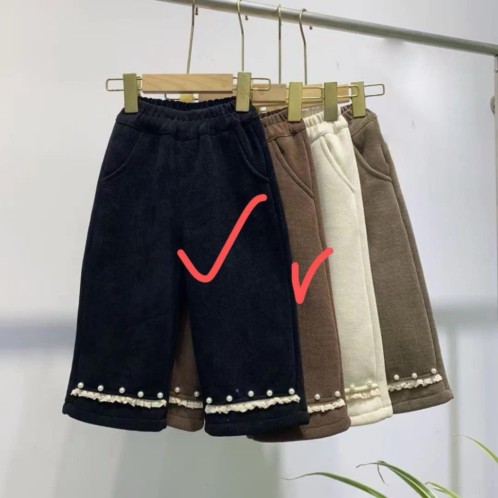 Quần nhung tăm lót nỉ siêu ấm cho bé gái