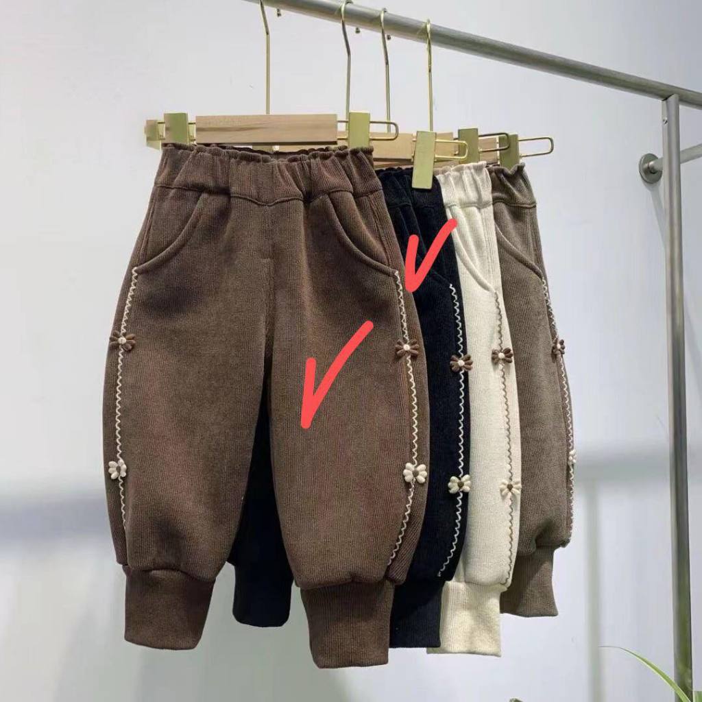 Quần nhung tăm lót nỉ siêu ấm cho bé gái